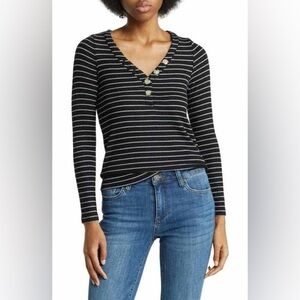 NWT Lucky Brand Striped Long Sleeve Henley